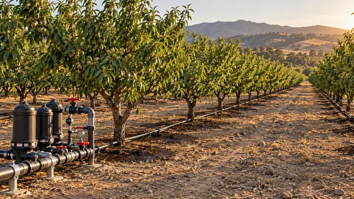 Drip Irrigation for Orchards and Fields: Layouts, SDI and Equipment — illustrative image