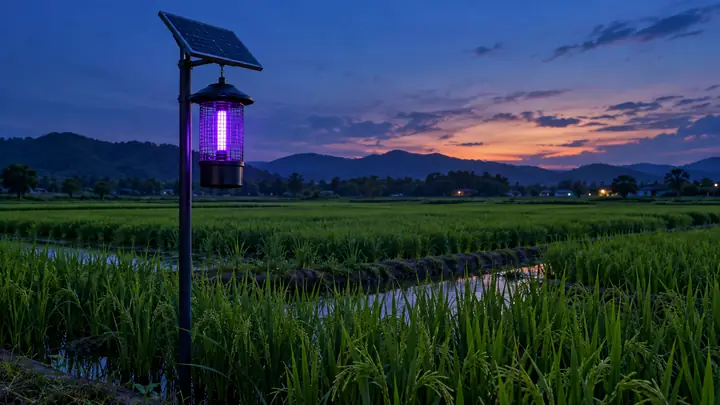 Solar Insect-Killing Lamps: Coverage, Placement and IoT