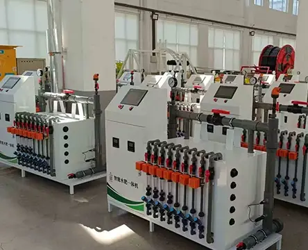 Water-and-fertilizer units in assembly
