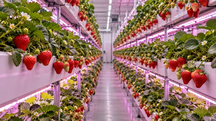 Indoor Strawberry Plant Factory for Year-Round Berries