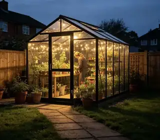 Polycarbonate gear greenhouse on an outdoor farm