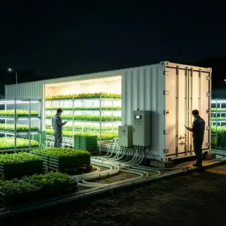 Smart farm plant factory in a shipping container