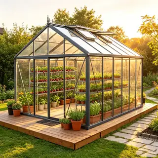 Modern sunroom pergola with sliding glass panels